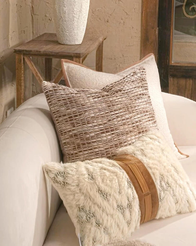 Modern Wool Patchwork Lumbar Pillow