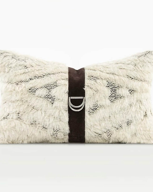 Modern Hand-Woven Merino Wool Lumbar Pillow