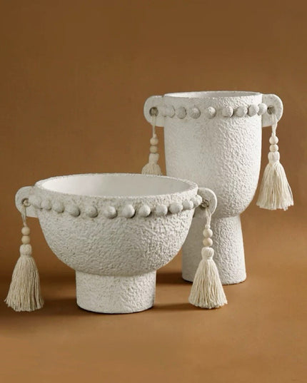 Modern Double-Handled Flower Pot & Tassel