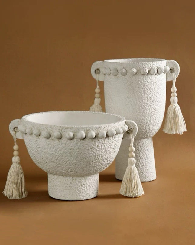 Modern Double-Handled Flower Pot & Tassel