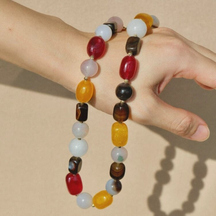 Happy Fruit Wine Natural Stone Candy Necklace