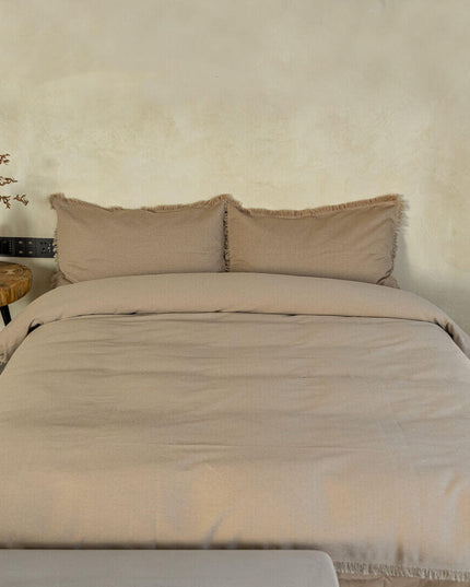 Natural Breathable Organic Cotton Linen Hemp Rope Bedding - Beige Set