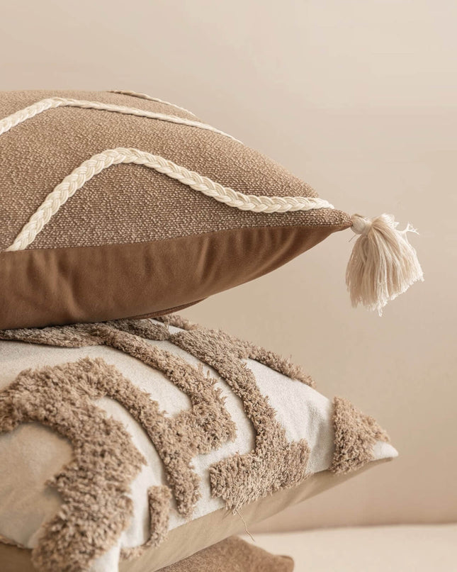 Modern Living Room Embroidered Linen Throw Pillows