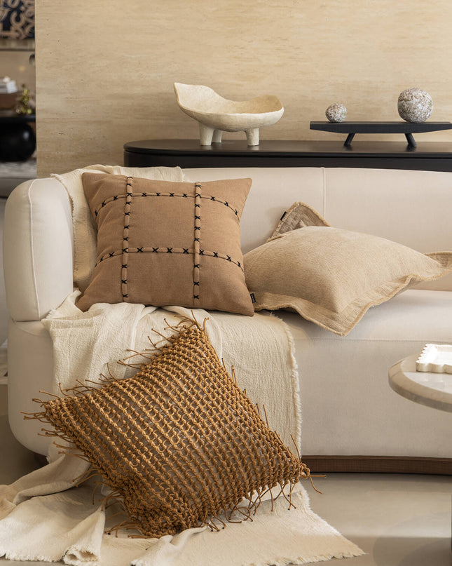 Wabi-Sabi Style Living Room Handwoven Cushion