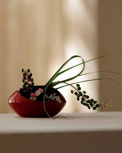 Japan Ceramic Flower Arrangement Bowl Vase - Christmas Edition