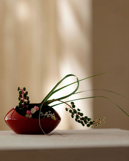 Japan Ceramic Flower Arrangement Bowl Vase - Christmas Edition