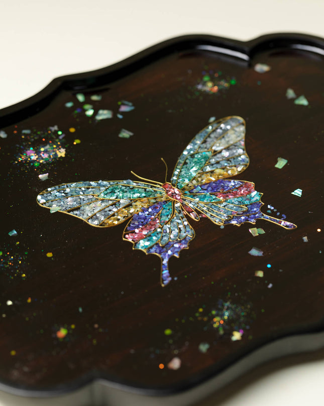 Lucky Butterfly Painted Key Tray