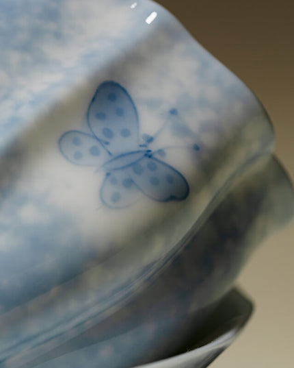 Blue&White Lucky Butterfly Ceramic Espresso & Cup Set