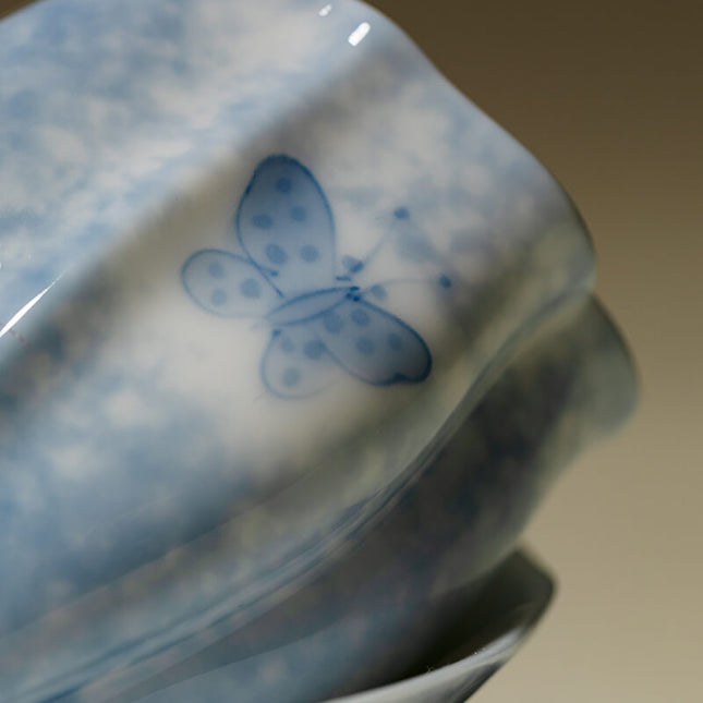 Blue&White Lucky Butterfly Ceramic Espresso & Cup Set