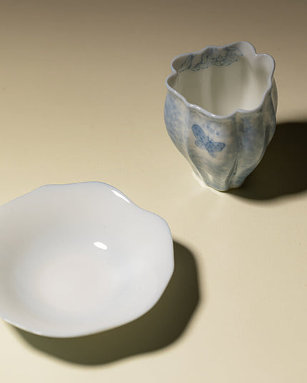 Blue&White Lucky Butterfly Ceramic Espresso & Cup Set