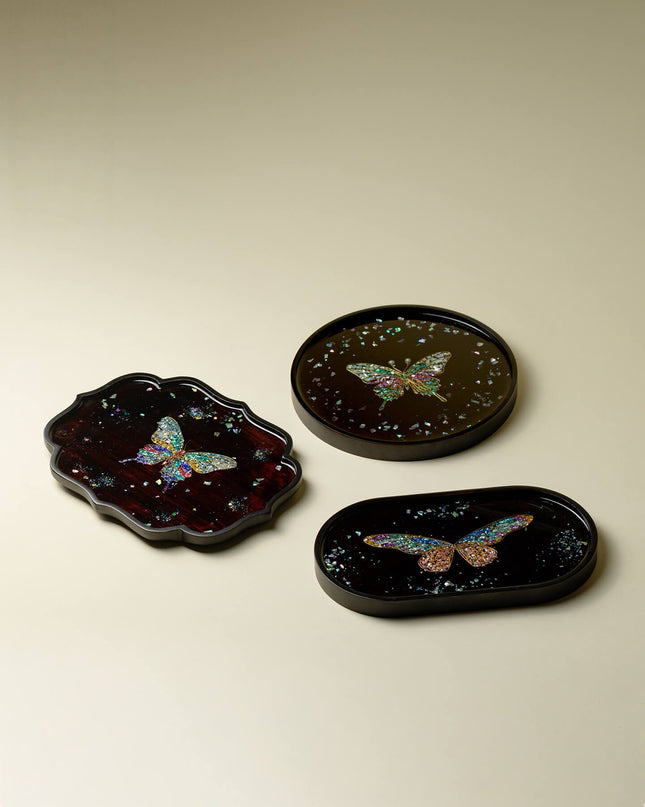 Lucky Butterfly Painted Key Tray