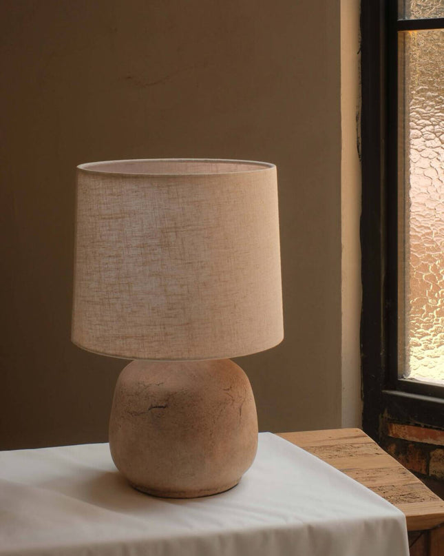 Antique Modern Ceramic Art Linen Fabric Table Lamp