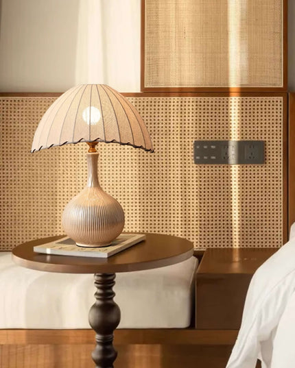 Wabi-Sabi Ceramic Table Lamp & Fabric Shade