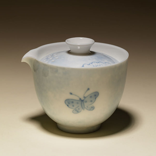 Camping Ceramic Butterfly Travel Tea Cup & Bag Set