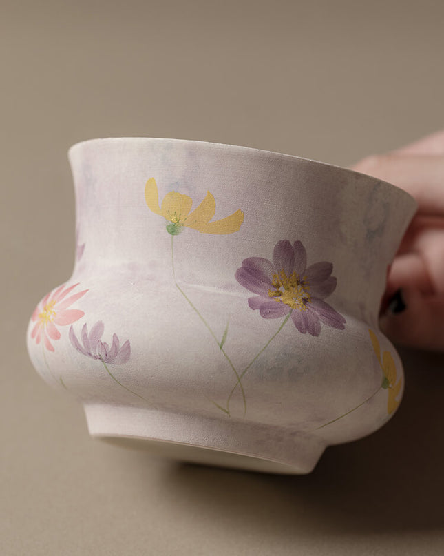 Japanese Hand-Painted Floral Ceramic Espresso & Tea Cup