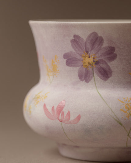 Japanese Hand-Painted Floral Ceramic Espresso & Tea Cup