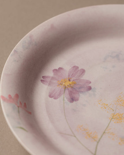 Japanese Hand-Painted Ceramic Floral Plate Set
