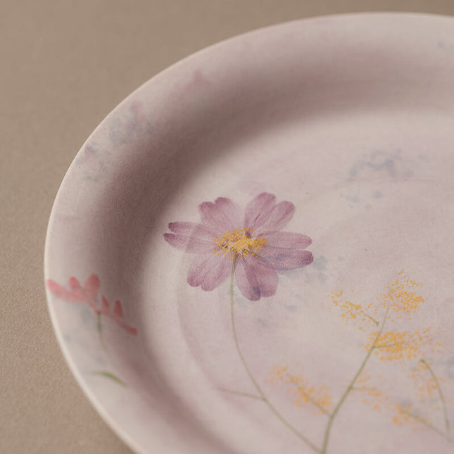 Japanese Hand-Painted Ceramic Floral Plate Set