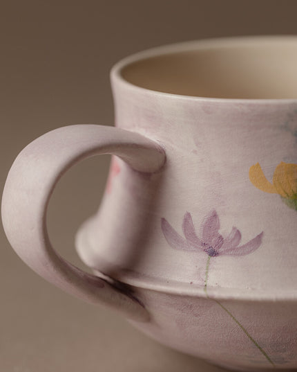 Japanese Hand-Painted Ceramic Floral Office Coffee Mug