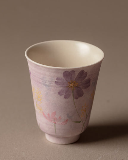 Japanese Hand-Painted Ceramic Floral Mug & Teacup
