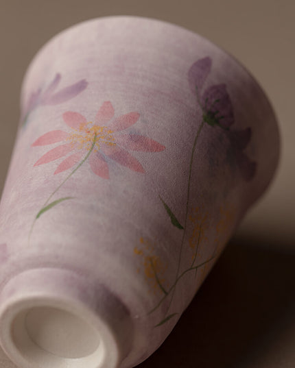 Japanese Hand-Painted Ceramic Floral Mug & Teacup