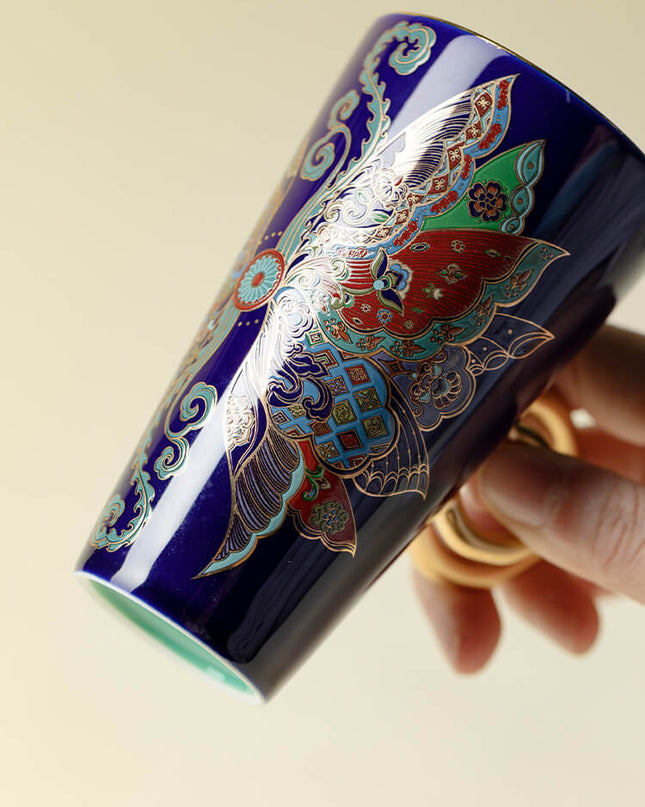 Japanese Lucky Butterfly Ceramic Mug Double Handle