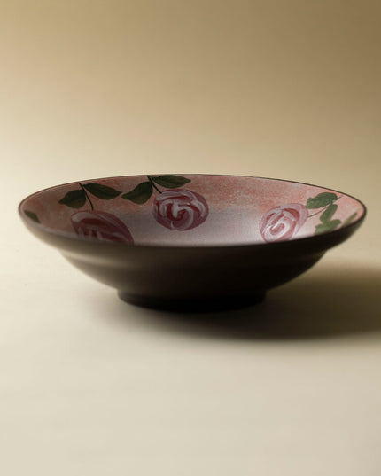 Wabi-Sabi Style Hand-Painted Rose Ceramic Dinner Plate Set