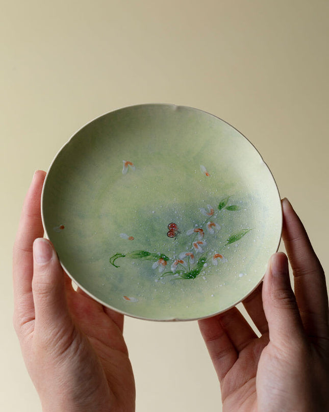 Japanese Wabi-Sabi Style Hand-Painted Garden Ceramic Dinner Plate