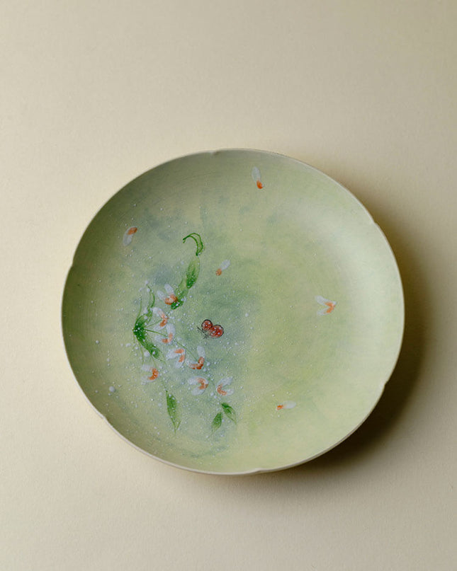 Japanese Wabi-Sabi Style Hand-Painted Garden Ceramic Dinner Plate