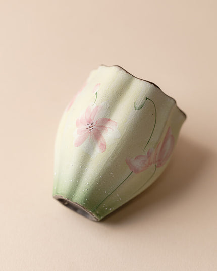 Japanese Hand-Painted Cherry Blossom Ceramic Espresso & Teacup