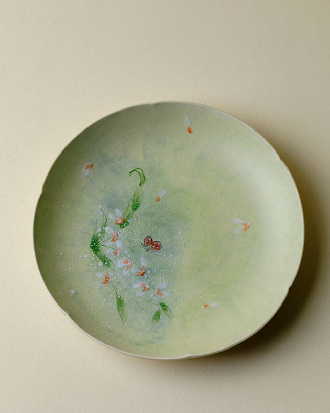 Japanese Wabi-Sabi Style Hand-Painted Garden Ceramic Dinner Plate