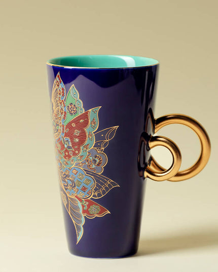 Japanese Lucky Butterfly Ceramic Mug Double Handle