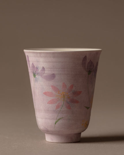 Japanese Hand-Painted Ceramic Floral Mug & Teacup