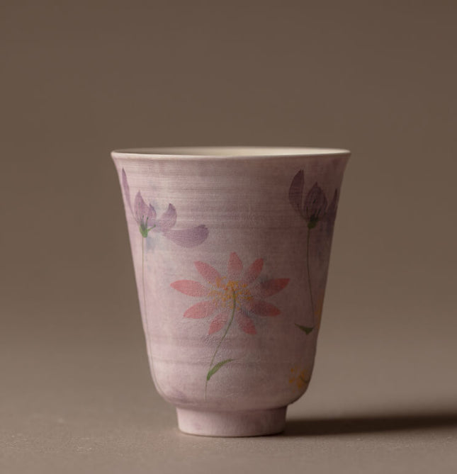 Japanese Hand-Painted Ceramic Floral Mug & Teacup