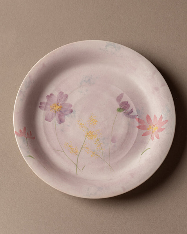 Japanese Hand-Painted Ceramic Floral Plate Set