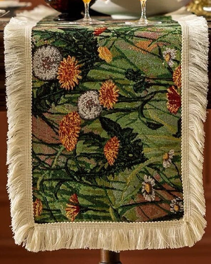 Oil Painting Flower Table Runner