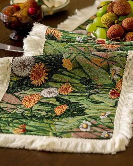 Oil Painting Flower Table Runner