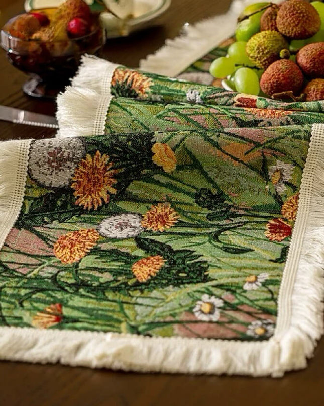 Oil Painting Flower Table Runner