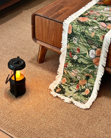 Oil Painting Flower Table Runner