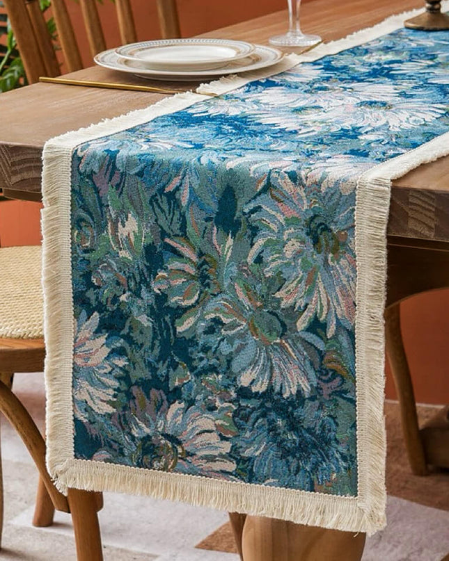 Oil Painted Flower Table Runner