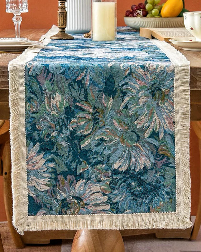 Oil Painted Flower Table Runner