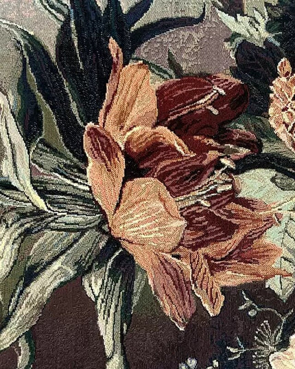 French Rococo Royal Flowers Belgian Jacquard Dark Tapestry Wall Hanging