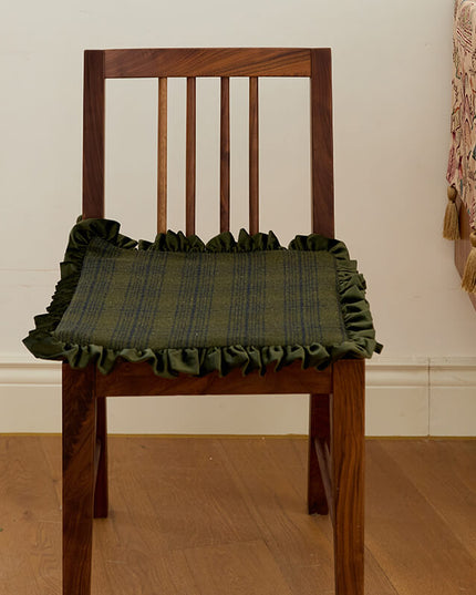 Retro Cotton-Linen Striped Plush Chair Cushion