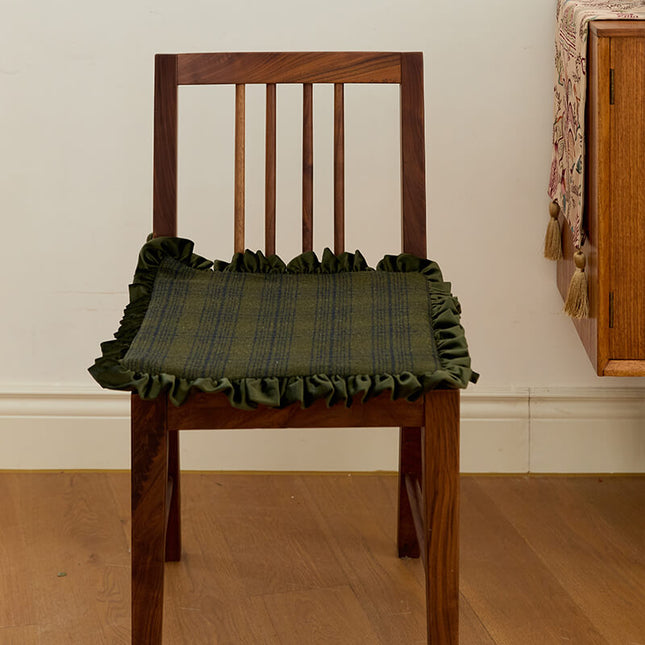 Retro Cotton-Linen Striped Plush Chair Cushion