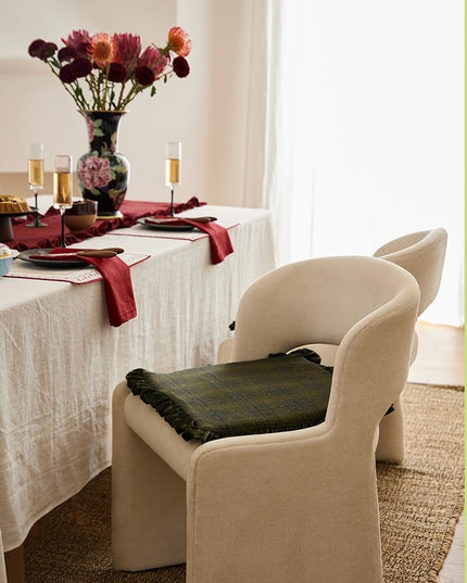 Retro Cotton-Linen Striped Plush Chair Cushion