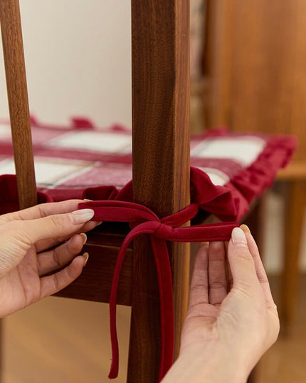 Retro Cotton-Linen Striped Plush Chair Cushion