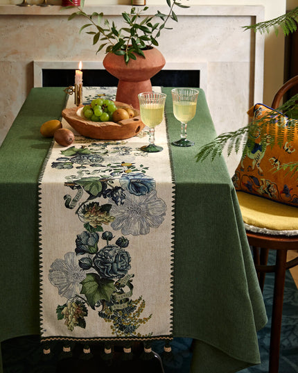 Retro Fringe Greenery Christmas Table Runner