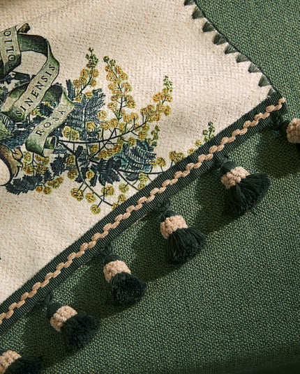 Retro Fringe Greenery Christmas Table Runner