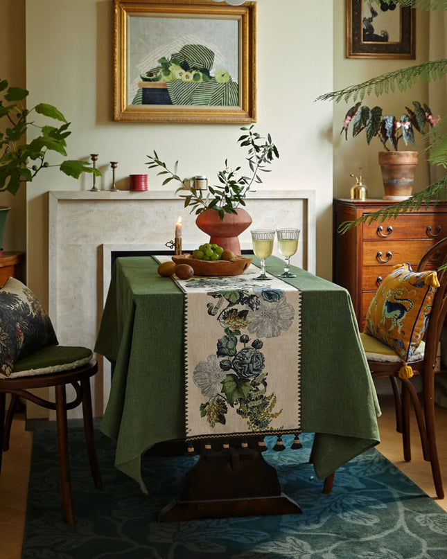 Retro Fringe Greenery Christmas Table Runner