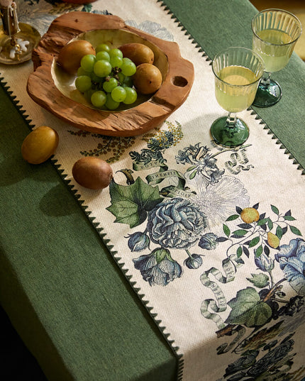 Retro Fringe Greenery Christmas Table Runner